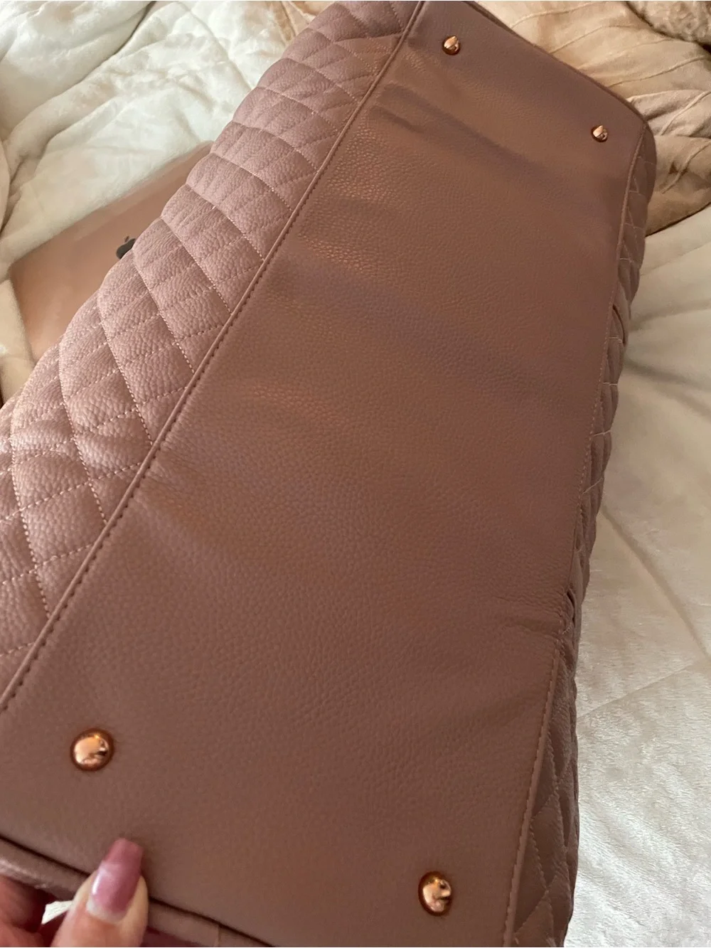 ✨💕Quilted Women's Weekender Tote Bag in Light Pink, Rose Gold Hardware💕✨NWT